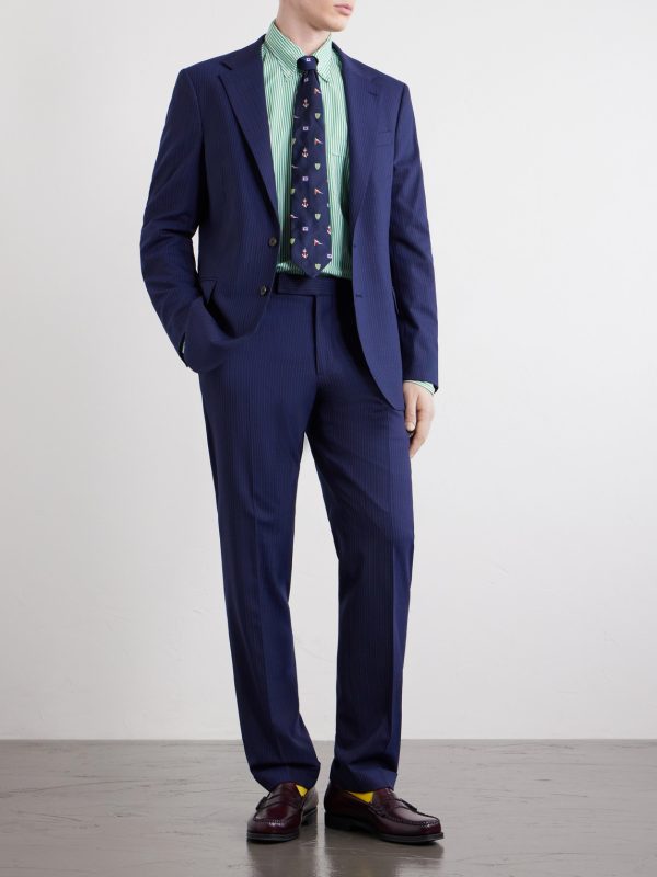 Straight-Leg Pinstriped Wool-Blend Suit Trousers - OU Straight-Leg Pinstriped Wool-Blend Suit Trousers - OU