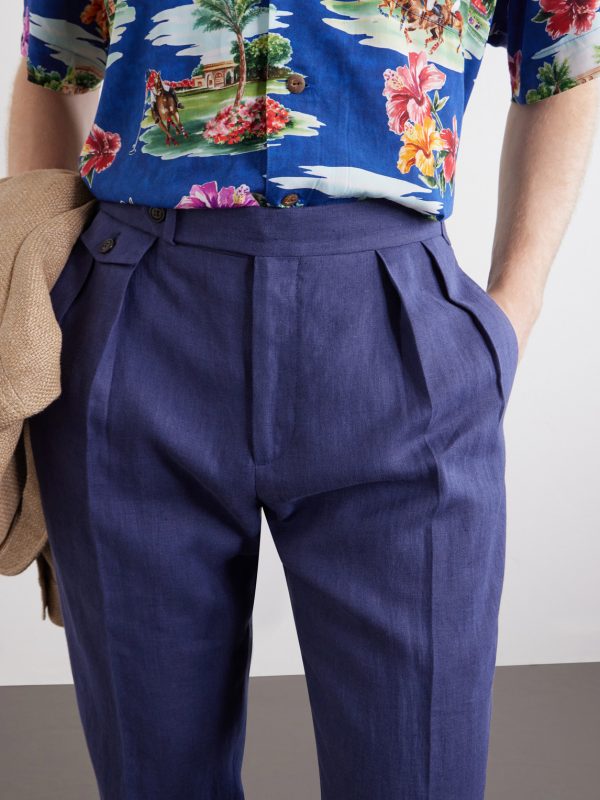 Straight-Leg Pleated Linen Suit Trousers - CU