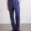Straight-Leg Pleated Linen Suit Trousers - FR