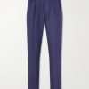 Straight-Leg Pleated Linen Suit Trousers