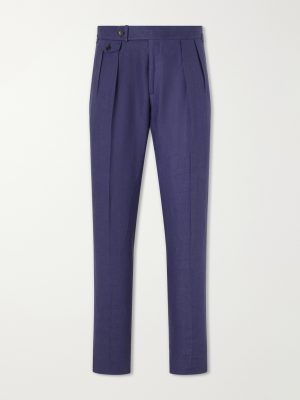 Straight-Leg Pleated Linen Suit Trousers Straight-Leg Pleated Linen Suit Trousers