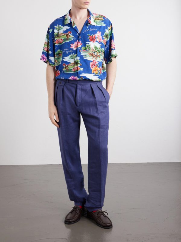 Straight-Leg Pleated Linen Suit Trousers - OU