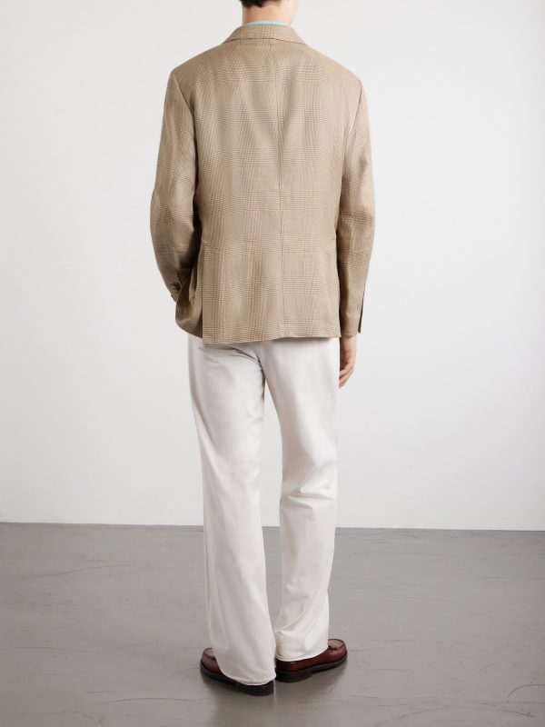 Houndstooth Linen-Blend Blazer - BK Houndstooth Linen-Blend Blazer - BK