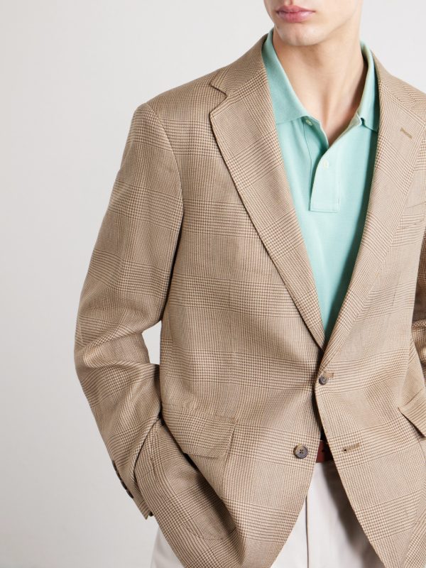 Houndstooth Linen-Blend Blazer - CU Houndstooth Linen-Blend Blazer - CU