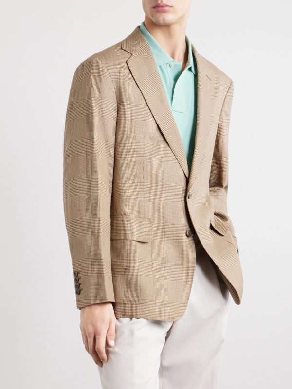 Houndstooth Linen-Blend Blazer - FR Houndstooth Linen-Blend Blazer - FR