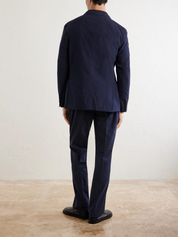 Double-Breasted Cotton-Canvas Suit Jacket - BK Double-Breasted Cotton-Canvas Suit Jacket - BK