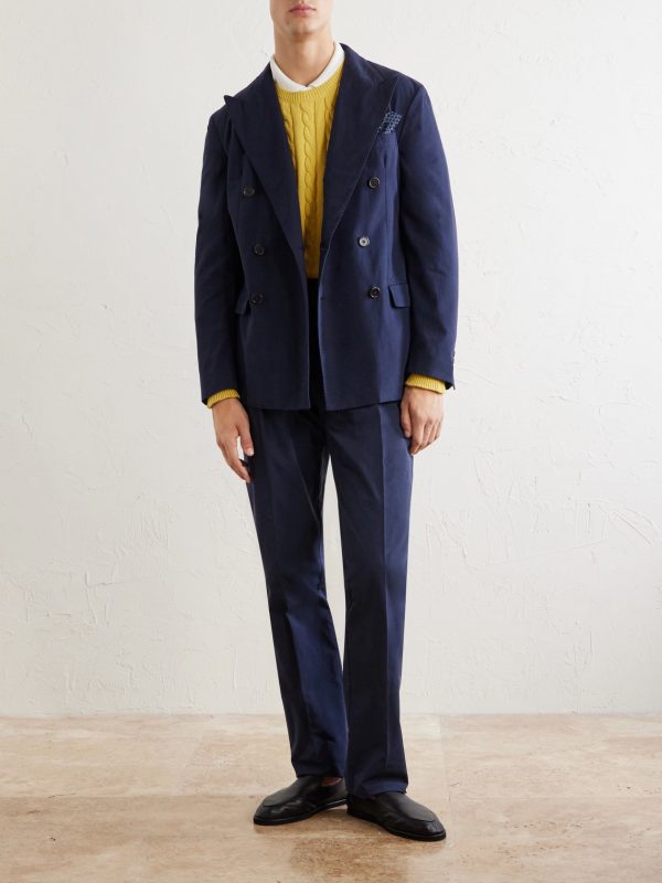 Double-Breasted Cotton-Canvas Suit Jacket - OU Double-Breasted Cotton-Canvas Suit Jacket - OU