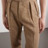 Straight-Leg Pleated Houndstooth Linen, Silk and Wool-Blend Trousers - CU Straight-Leg Pleated Houndstooth Linen, Silk and Wool-Blend Trousers - CU