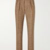Straight-Leg Pleated Houndstooth Linen, Silk and Wool-Blend Trousers Straight-Leg Pleated Houndstooth Linen, Silk and Wool-Blend Trousers