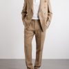 Straight-Leg Pleated Houndstooth Linen, Silk and Wool-Blend Trousers - OU Straight-Leg Pleated Houndstooth Linen, Silk and Wool-Blend Trousers - OU