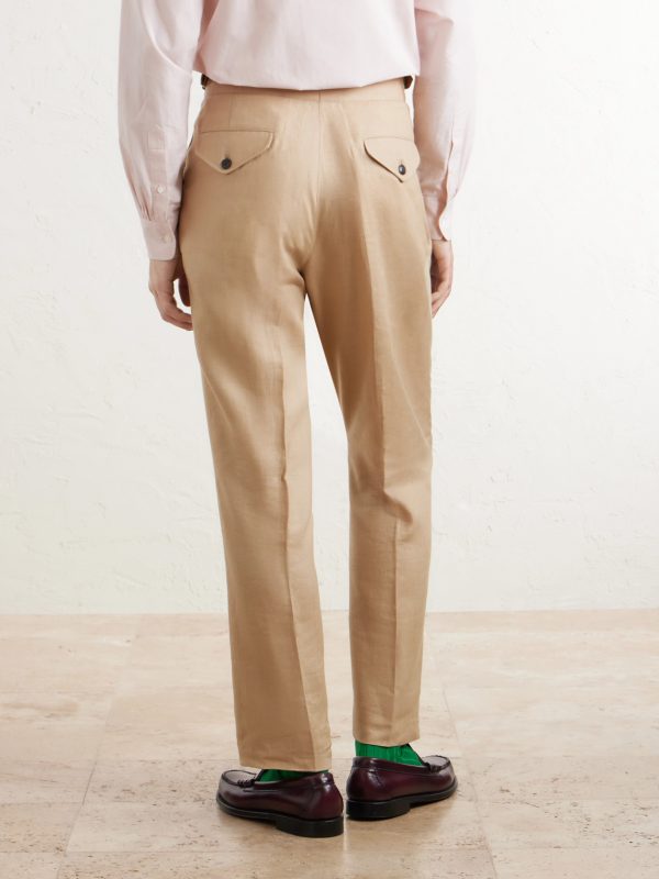 Straight-Leg Pleated Linen Suit Trousers - BK Straight-Leg Pleated Linen Suit Trousers - BK