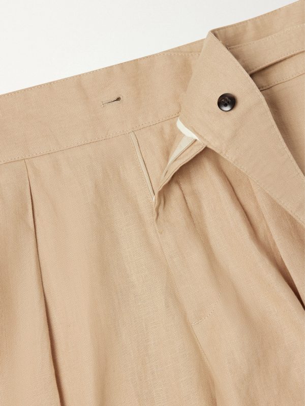 Straight-Leg Pleated Linen Suit Trousers - E1 Straight-Leg Pleated Linen Suit Trousers - E1