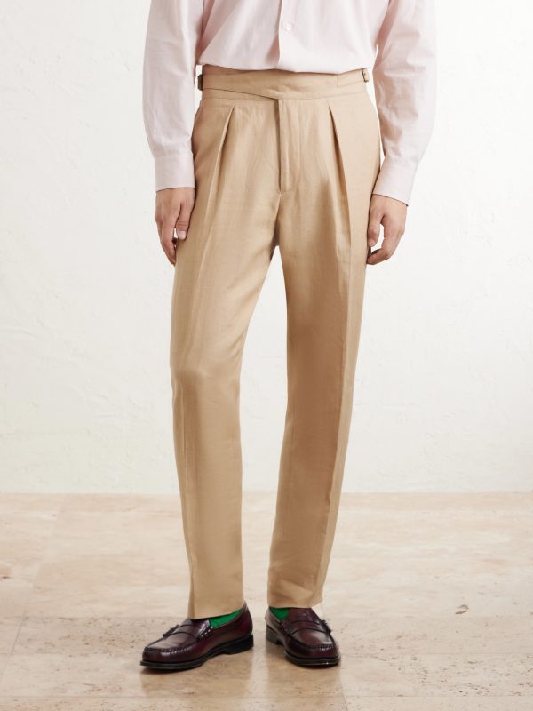 Straight-Leg Pleated Linen Suit Trousers - FR Straight-Leg Pleated Linen Suit Trousers - FR