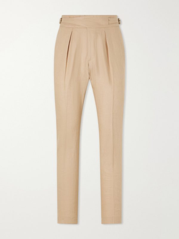Straight-Leg Pleated Linen Suit Trousers Straight-Leg Pleated Linen Suit Trousers