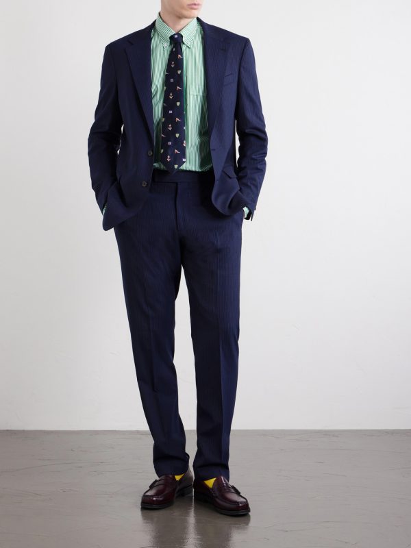 Pinstriped Wool-Blend Suit Jacket - OU Pinstriped Wool-Blend Suit Jacket - OU