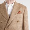 Double-Breasted Houndstooth Silk, Linen and Wool-Blend Suit Jacket - CU