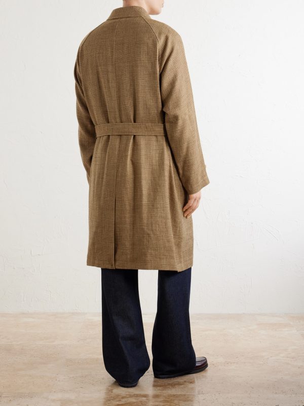 Houndstooth Wool, Silk and Linen-Blend Coat - BK Houndstooth Wool, Silk and Linen-Blend Coat - BK