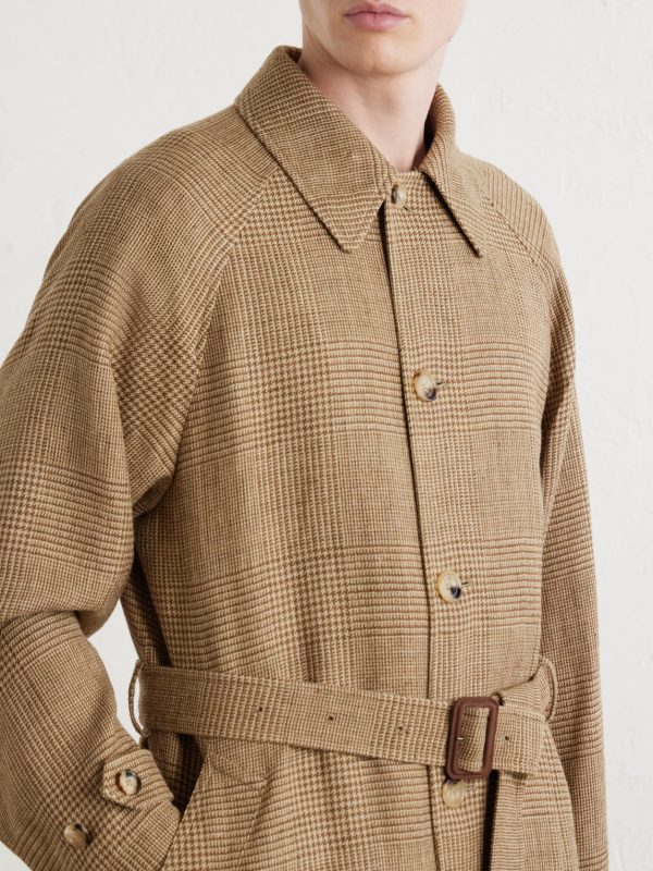 Houndstooth Wool, Silk and Linen-Blend Coat - CU Houndstooth Wool, Silk and Linen-Blend Coat - CU