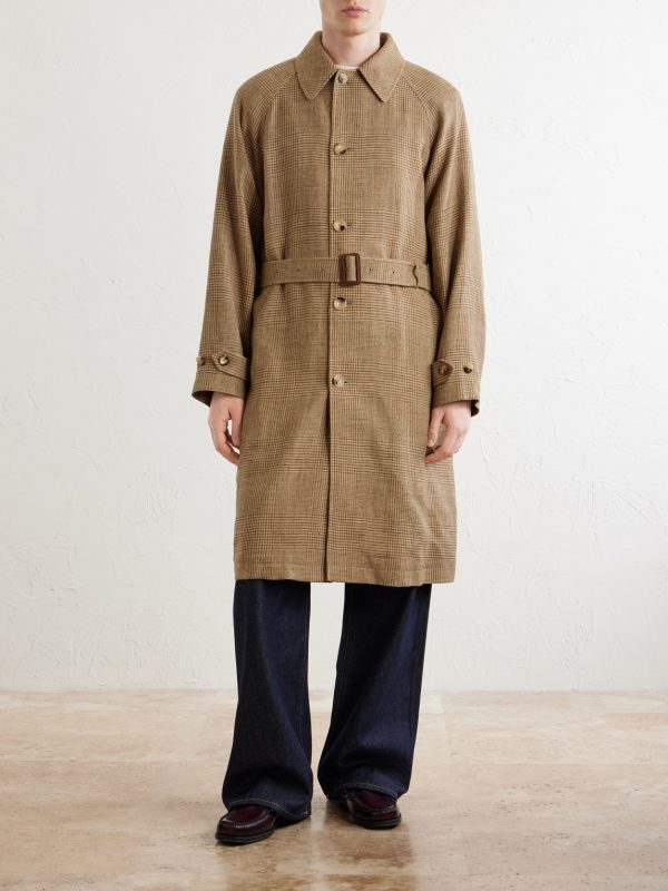 Houndstooth Wool, Silk and Linen-Blend Coat - FR Houndstooth Wool, Silk and Linen-Blend Coat - FR
