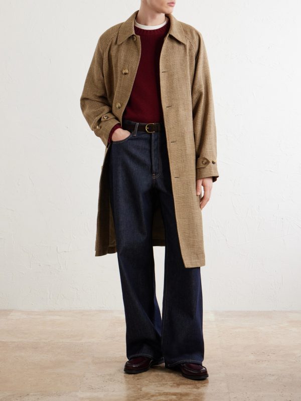 Houndstooth Wool, Silk and Linen-Blend Coat - OU Houndstooth Wool, Silk and Linen-Blend Coat - OU
