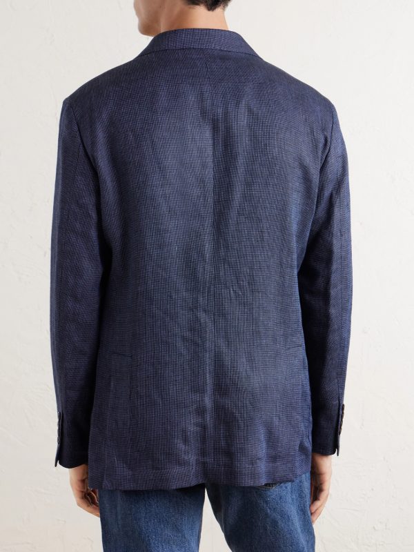 Linen and Wool-Blend Blazer - BK Linen and Wool-Blend Blazer - BK