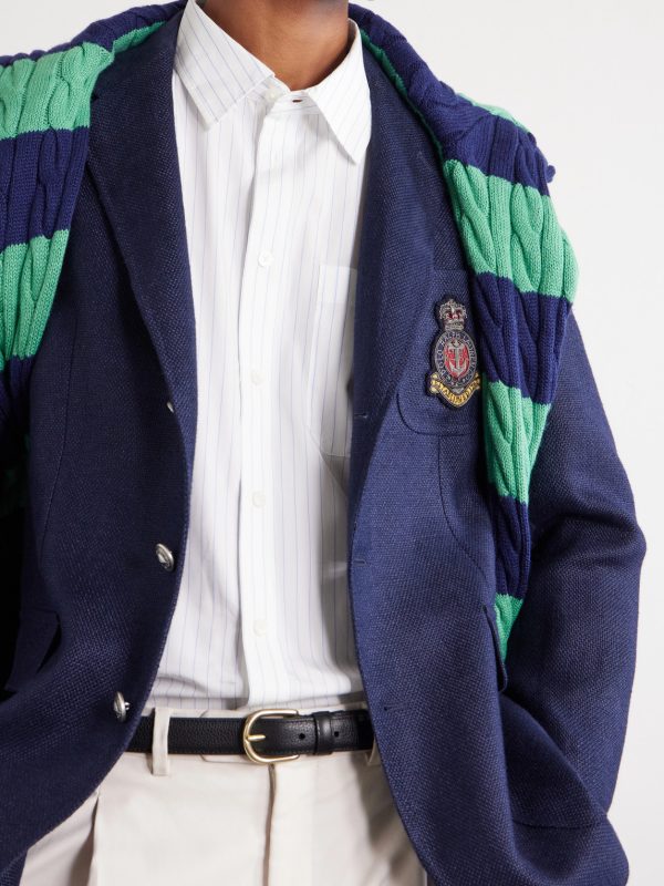 Logo-Embroidered Linen-Hopsack Blazer - CU Logo-Embroidered Linen-Hopsack Blazer - CU