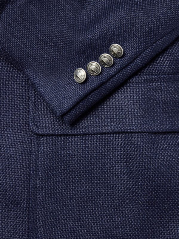 Logo-Embroidered Linen-Hopsack Blazer - E1 Logo-Embroidered Linen-Hopsack Blazer - E1