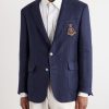 Logo-Embroidered Linen-Hopsack Blazer - FR Logo-Embroidered Linen-Hopsack Blazer - FR