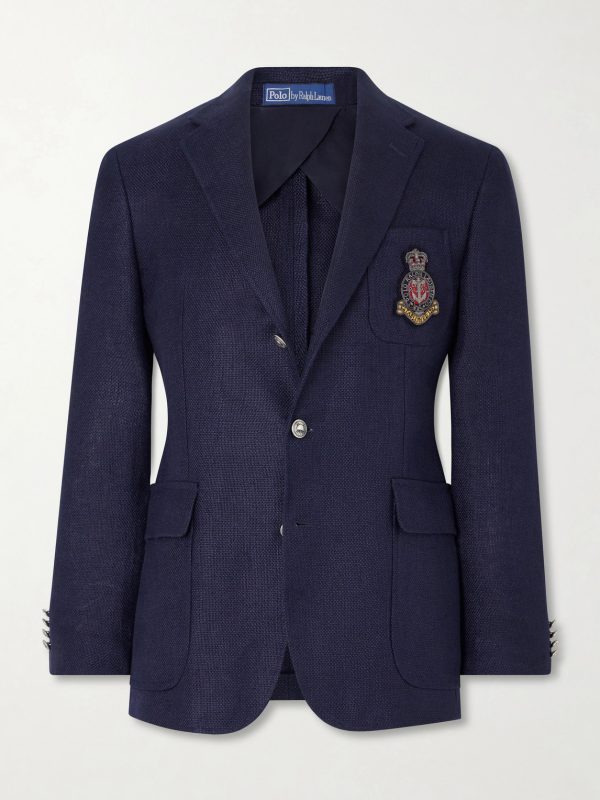 Logo-Embroidered Linen-Hopsack Blazer Logo-Embroidered Linen-Hopsack Blazer