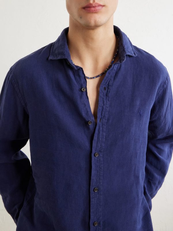 Logo-Embroidered Linen Shirt - CU Logo-Embroidered Linen Shirt - CU
