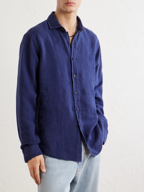 Logo-Embroidered Linen Shirt - FR Logo-Embroidered Linen Shirt - FR