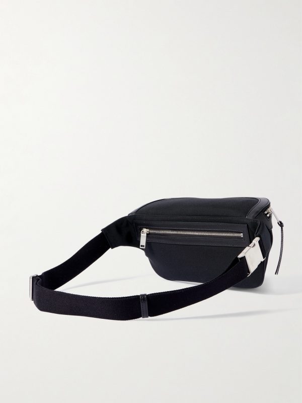 Leather-Trimmed Canvas Belt Bag - BK Leather-Trimmed Canvas Belt Bag - BK