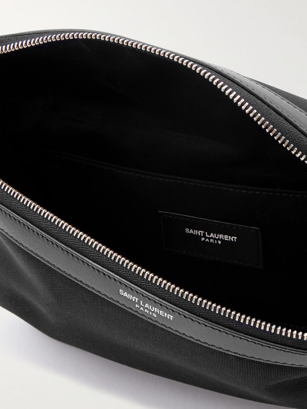 Leather-Trimmed Canvas Belt Bag - E1 Leather-Trimmed Canvas Belt Bag - E1