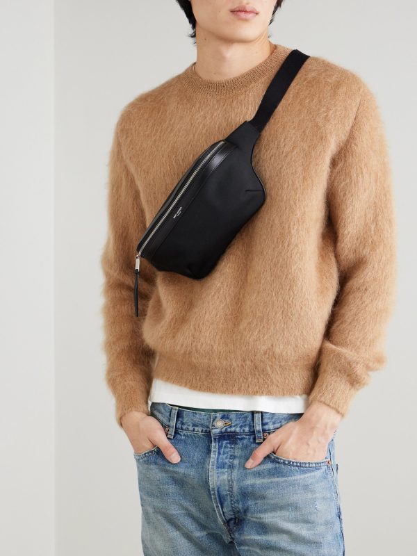 Leather-Trimmed Canvas Belt Bag - OU Leather-Trimmed Canvas Belt Bag - OU