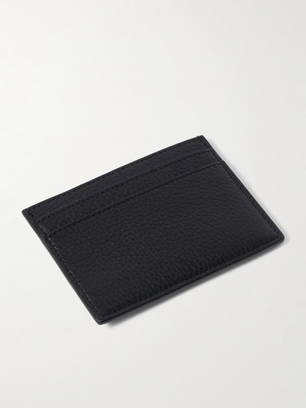 Tiny Cassandre Logo-Appliquéd Full-Grain Leather Cardholder - BK Tiny Cassandre Logo-Appliquéd Full-Grain Leather Cardholder - BK