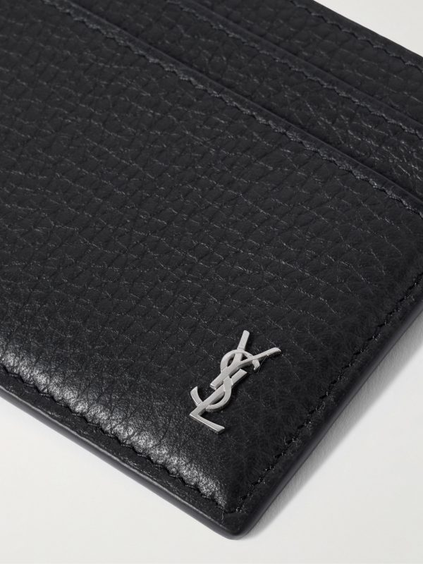 Tiny Cassandre Logo-Appliquéd Full-Grain Leather Cardholder - CU Tiny Cassandre Logo-Appliquéd Full-Grain Leather Cardholder - CU