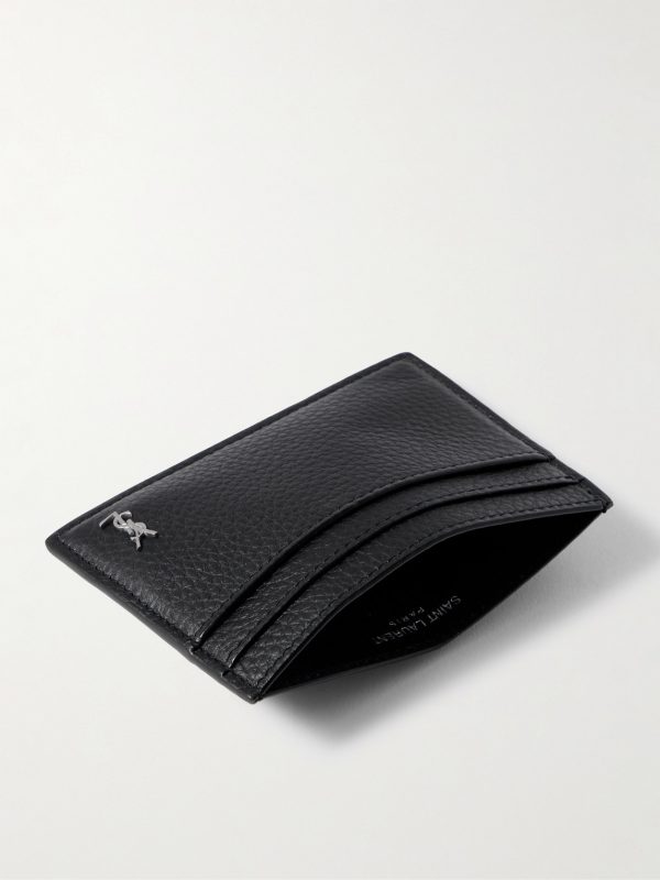 Tiny Cassandre Logo-Appliquéd Full-Grain Leather Cardholder - E1 Tiny Cassandre Logo-Appliquéd Full-Grain Leather Cardholder - E1