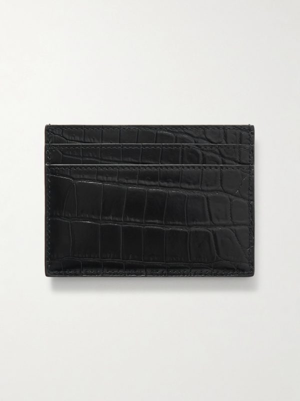 Logo-Embellished Croc-Effect Patent-Leather Cardholder - BK Logo-Embellished Croc-Effect Patent-Leather Cardholder - BK