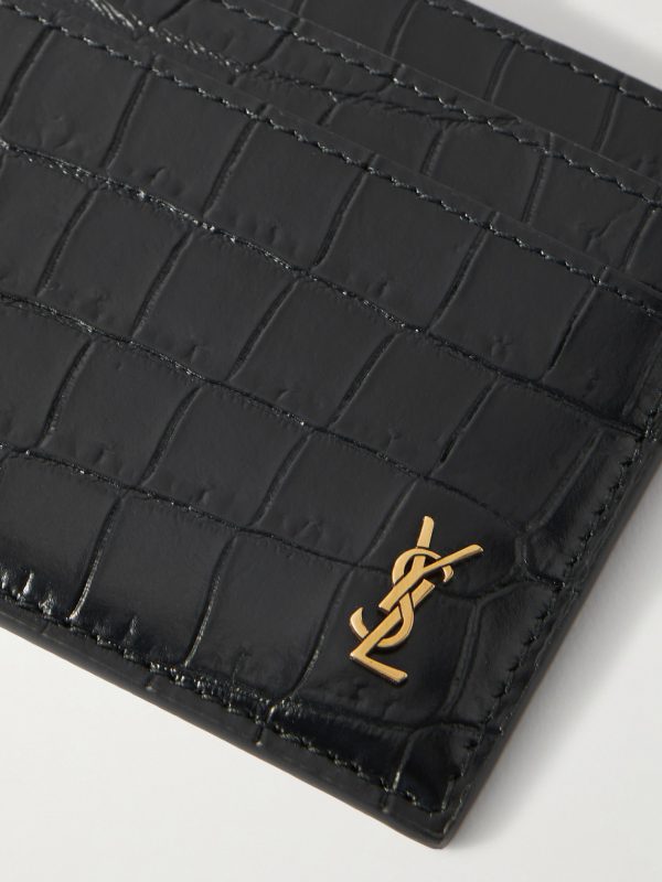 Logo-Embellished Croc-Effect Patent-Leather Cardholder - CU Logo-Embellished Croc-Effect Patent-Leather Cardholder - CU