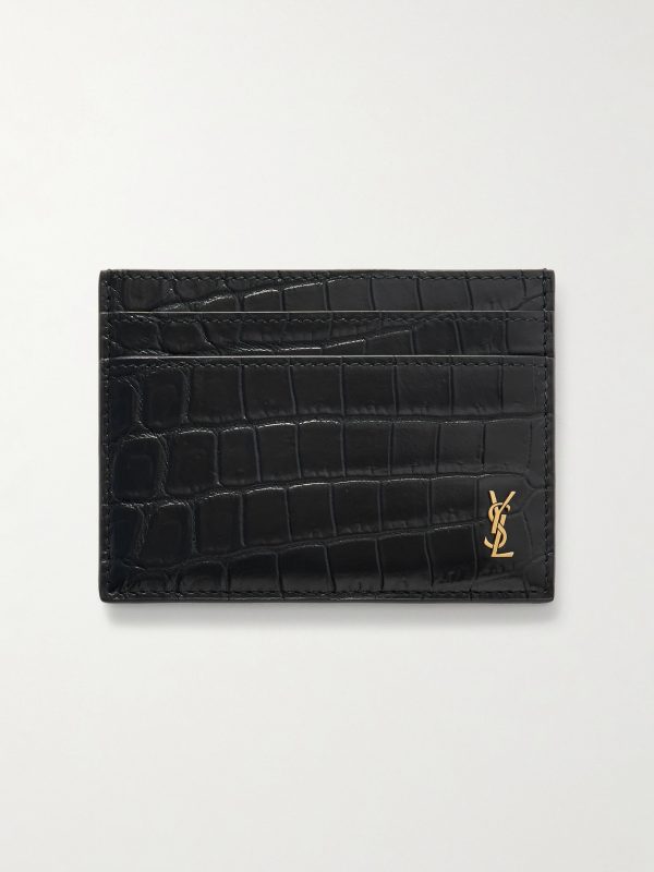 Logo-Embellished Croc-Effect Patent-Leather Cardholder Logo-Embellished Croc-Effect Patent-Leather Cardholder