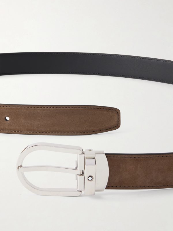 3cm Horseshoe Reversible Suede and Leather Belt - E1 3cm Horseshoe Reversible Suede and Leather Belt - E1