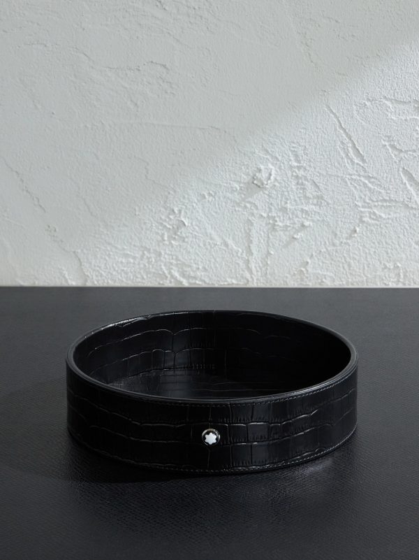 Large Croc-Effect Leather Desk Tray