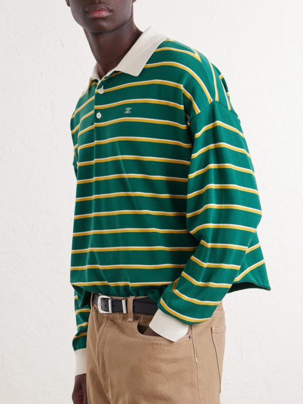 Triomphe-Embroidered Striped Cotton Polo Shirt - CU Triomphe-Embroidered Striped Cotton Polo Shirt - CU