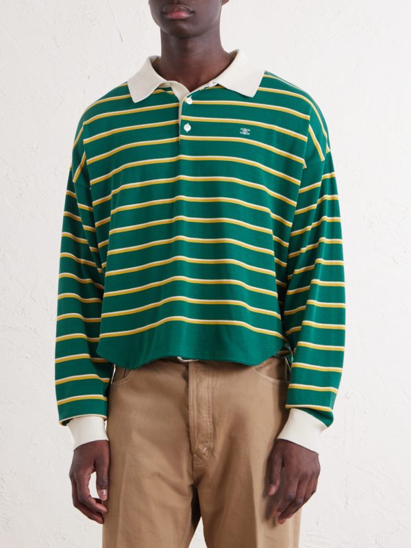 Triomphe-Embroidered Striped Cotton Polo Shirt - FR Triomphe-Embroidered Striped Cotton Polo Shirt - FR