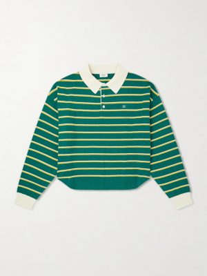 Triomphe-Embroidered Striped Cotton Polo Shirt