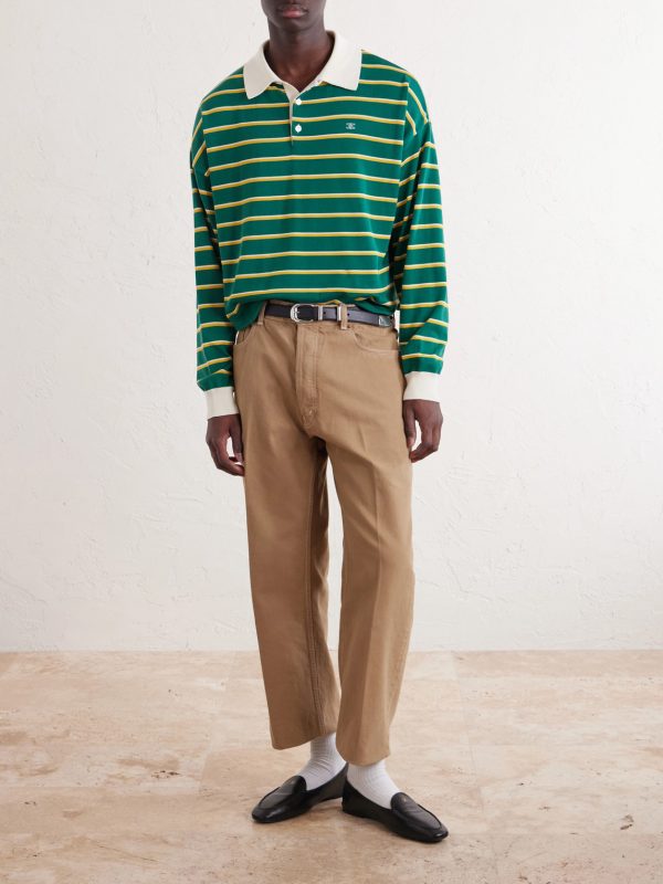Triomphe-Embroidered Striped Cotton Polo Shirt - OU Triomphe-Embroidered Striped Cotton Polo Shirt - OU