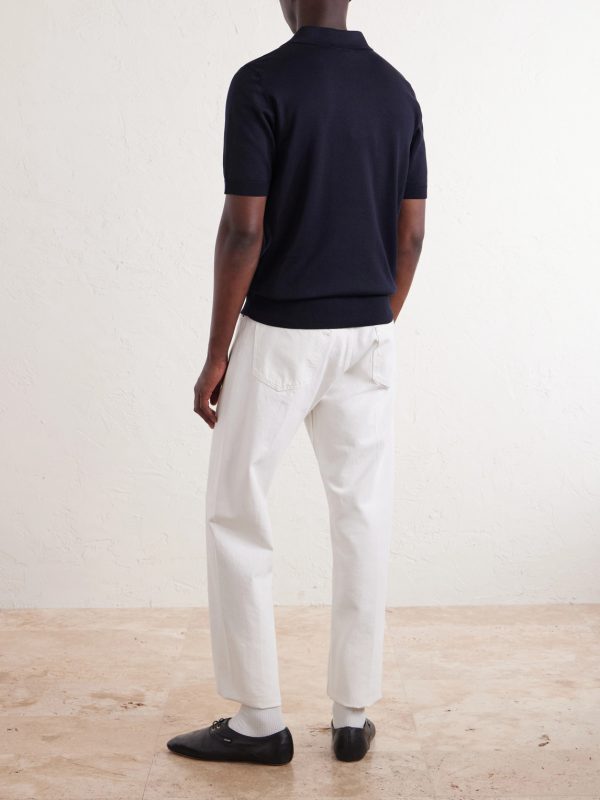 Triomphe-Embroidered Knitted Silk and Cotton-Blend Polo Shirt - BK Triomphe-Embroidered Knitted Silk and Cotton-Blend Polo Shirt - BK