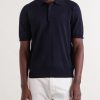 Triomphe-Embroidered Knitted Silk and Cotton-Blend Polo Shirt - FR Triomphe-Embroidered Knitted Silk and Cotton-Blend Polo Shirt - FR