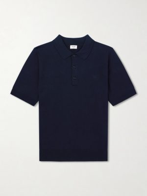 Triomphe-Embroidered Knitted Silk and Cotton-Blend Polo Shirt