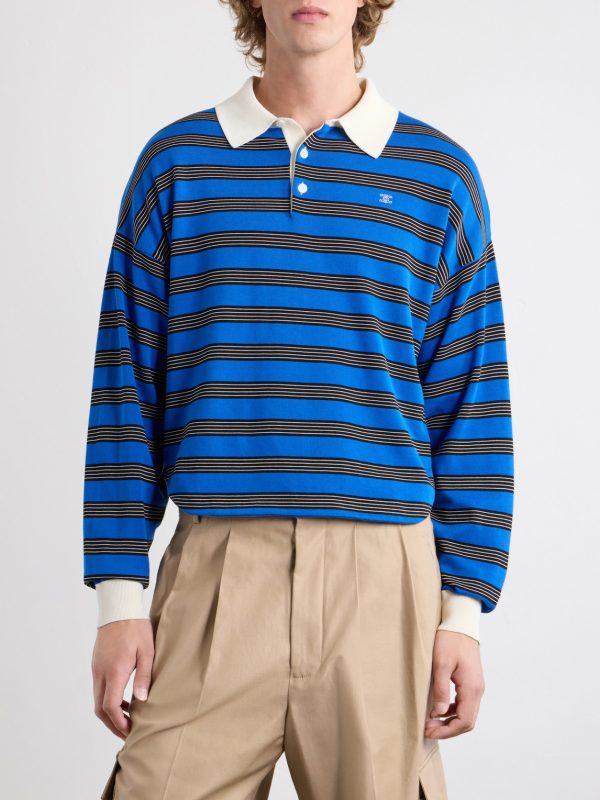 Triomphe-Embroidered Striped Cotton Polo Shirt - FR Triomphe-Embroidered Striped Cotton Polo Shirt - FR